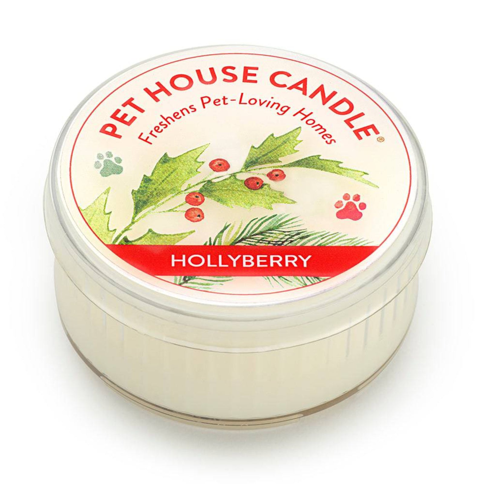 Pet House Candle Hollyberry scented candle on a white background