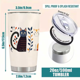 Cartoon Cats Floral Stainless Steel Tumbler