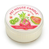 Pet House Candle with tropical fruit design on a white background