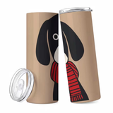 Black White Dog w/ Scarf Stainless Steel Tumbler 20oz