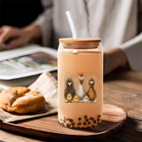 Cartoon Chicken Glass Tumbler 16oz