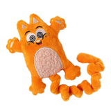 Orange plush toy resembling a cartoon cat with a white background