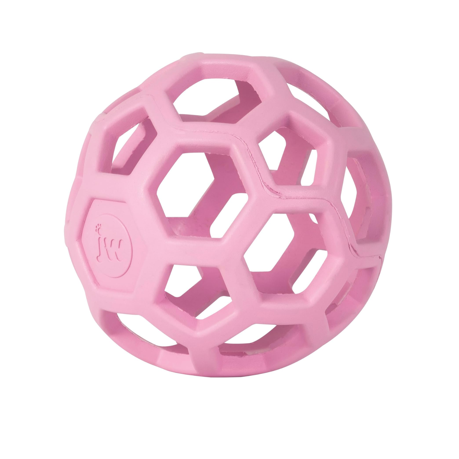 Pink textured ball toy on a white background