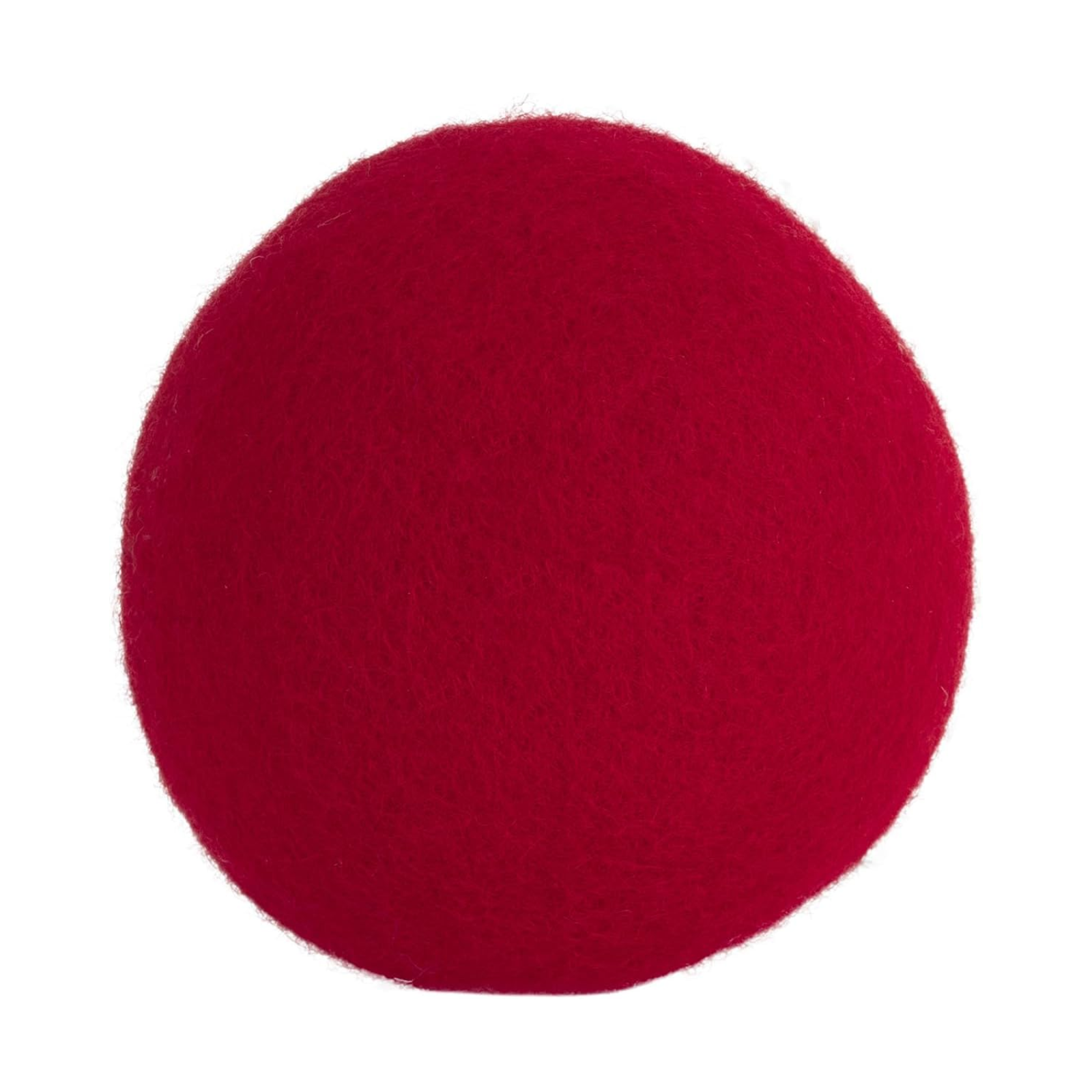 Red felt circle on a white background