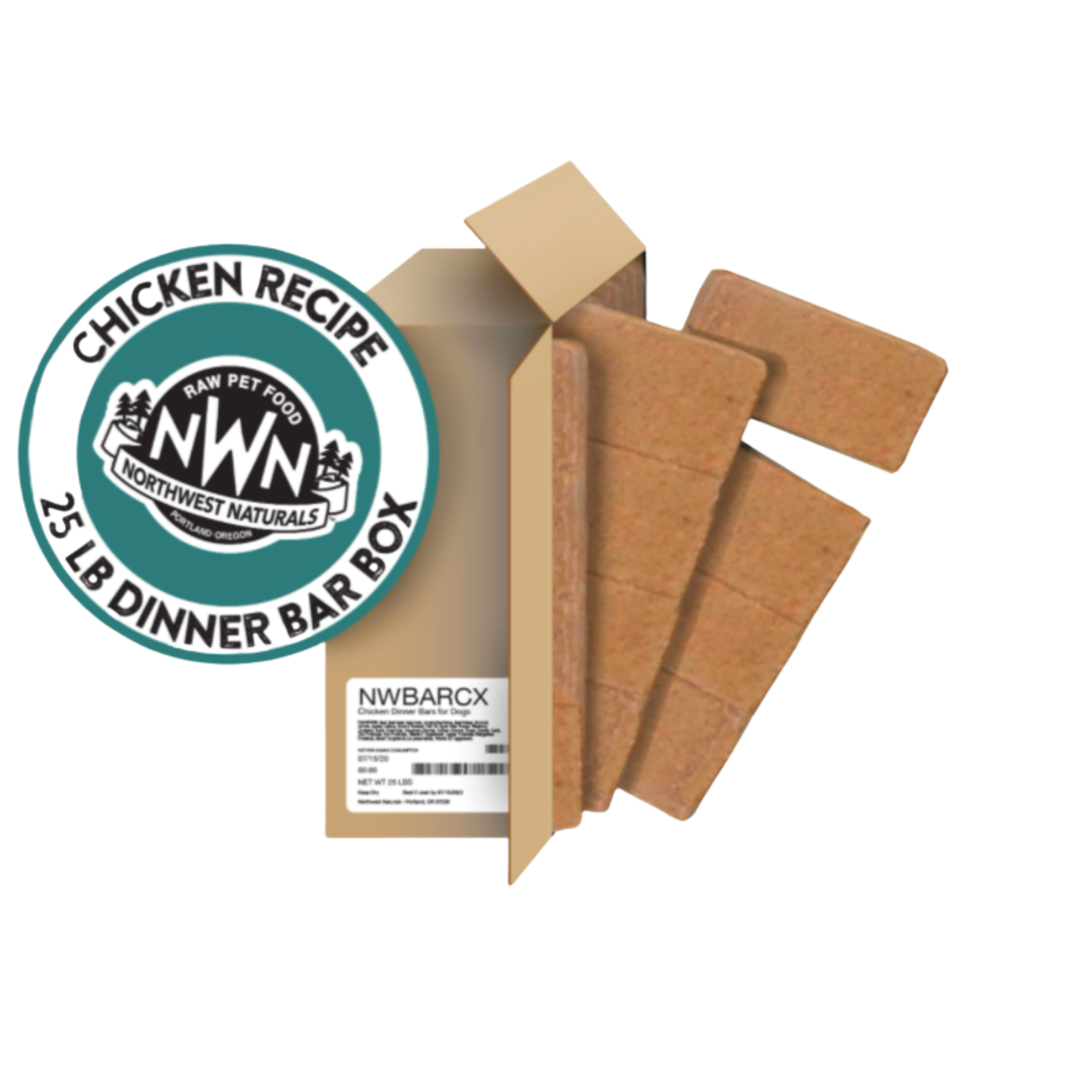 Northwest Naturals raw pet food package with a chicken recipe label on a white background