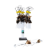 Fishing lure set with feathers and treble hooks on a white background