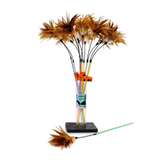 Cat toy with feather and wand on a white background