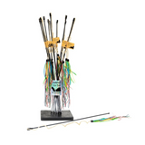 FurReal cat toy set with multiple fishing rods and colorful tassels on a white background