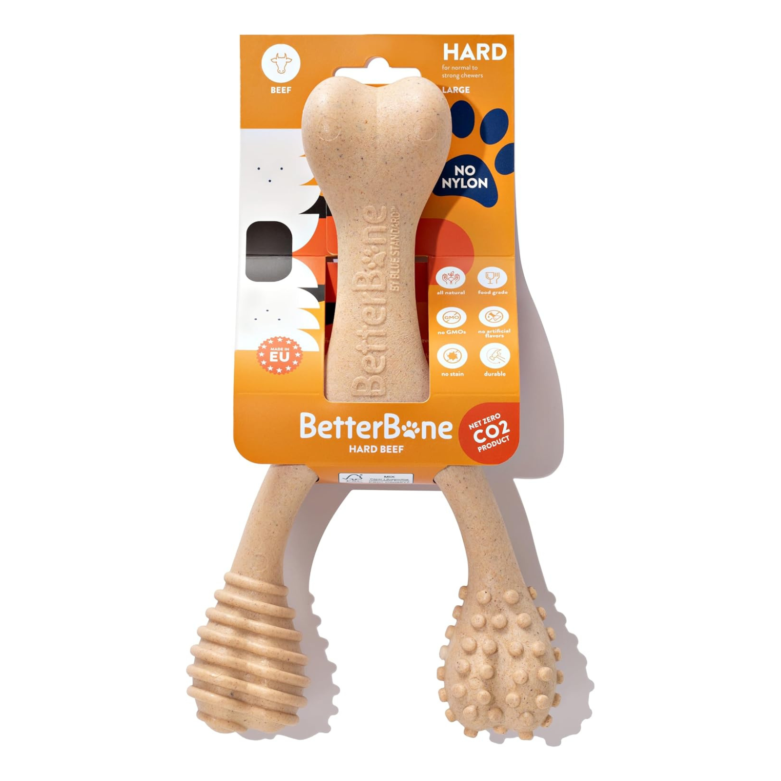 Dog chew toy with packaging labeled 'BetterBone' on a white background