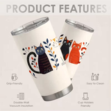 Cartoon Cats Floral Stainless Steel Tumbler