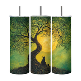 Cat Silhouette Under Moonlight Tumbler 20oz