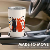 Cartoon Cats Floral Stainless Steel Tumbler