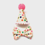 Cat Party Hat and Bow Set Multi Dots Asst.