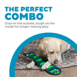 Dog playing with a chew toy, text 'The Perfect Combo' on a white background