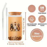 Cartoon Chicken Glass Tumbler 16oz