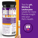 Pet health test kit with label and purple background