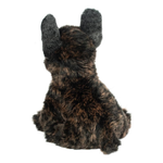 Plush toy with black and brown fur on a white background