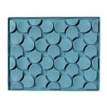 Blue silicone mold with geometric pattern on a white background