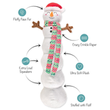 Snowman-shaped toy with features highlighted on a white background