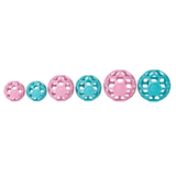Set of pink and blue textured balls on a white background