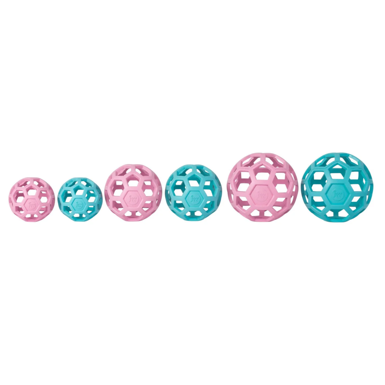 Set of pink and blue textured balls on a white background