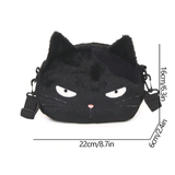 Plush Black Cat Face Shoulder Bag
