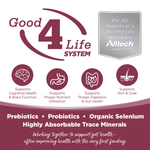 Advertisement for Good 4 Life System with icons and text about health benefits.