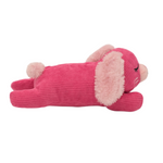 Pink plush toy with fluffy ears on a white background