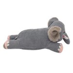 Gray elephant plush toy on a white background