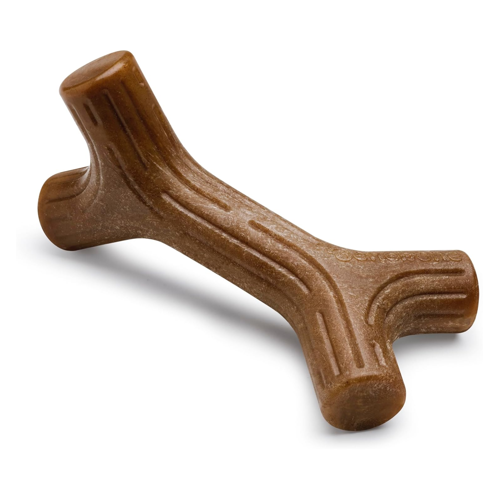 Brown dog chew toy on a white background