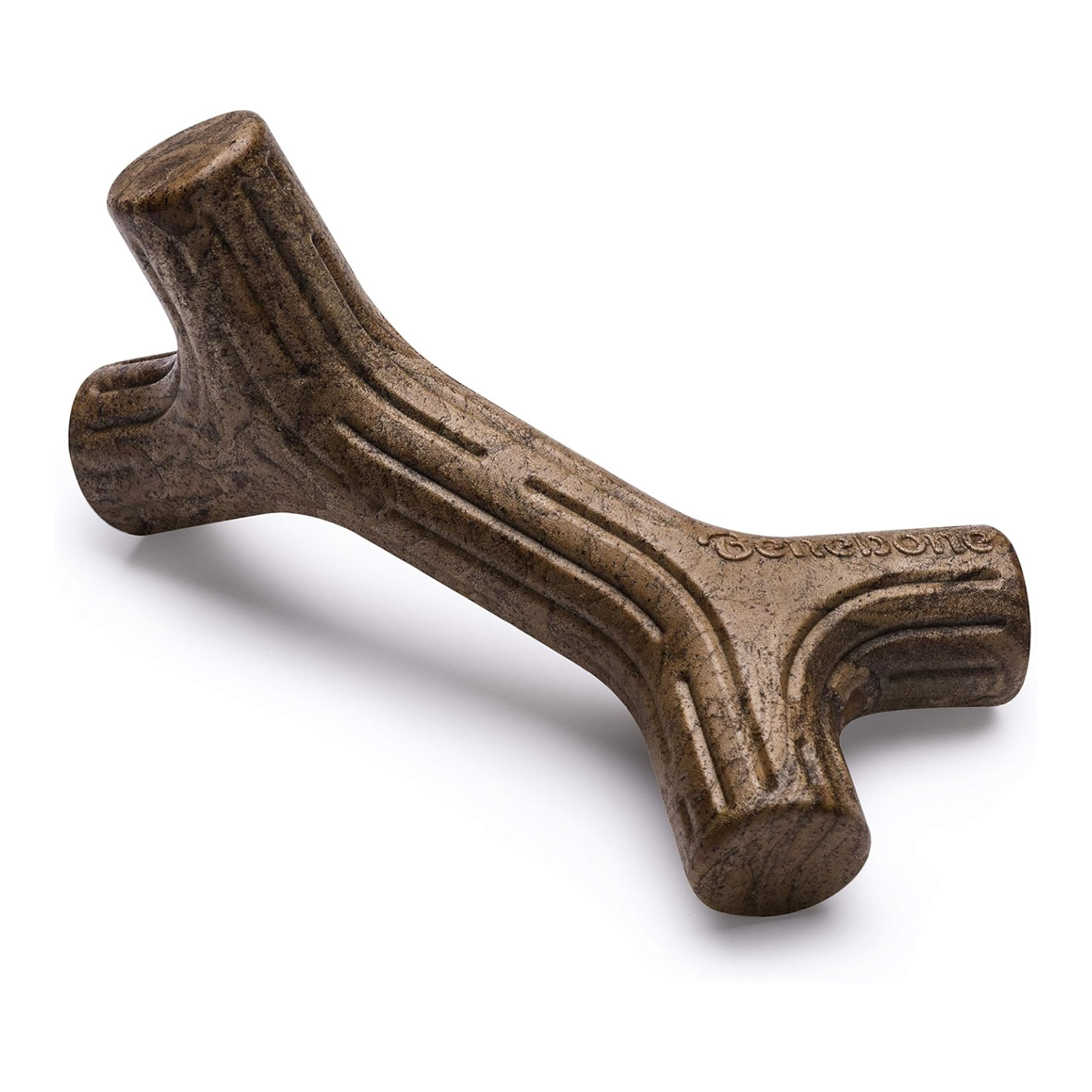 Wooden dog chew toy on a white background