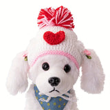 Knit Pom Cat Hat with Heart