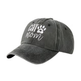 Gray cap with 'Cat Mom' text and paw print on a white background