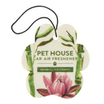 Pet House car air freshener with bamboo and waterlily design on a white background