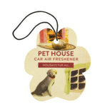 Pet House car air freshener with a dog and house design on a white background