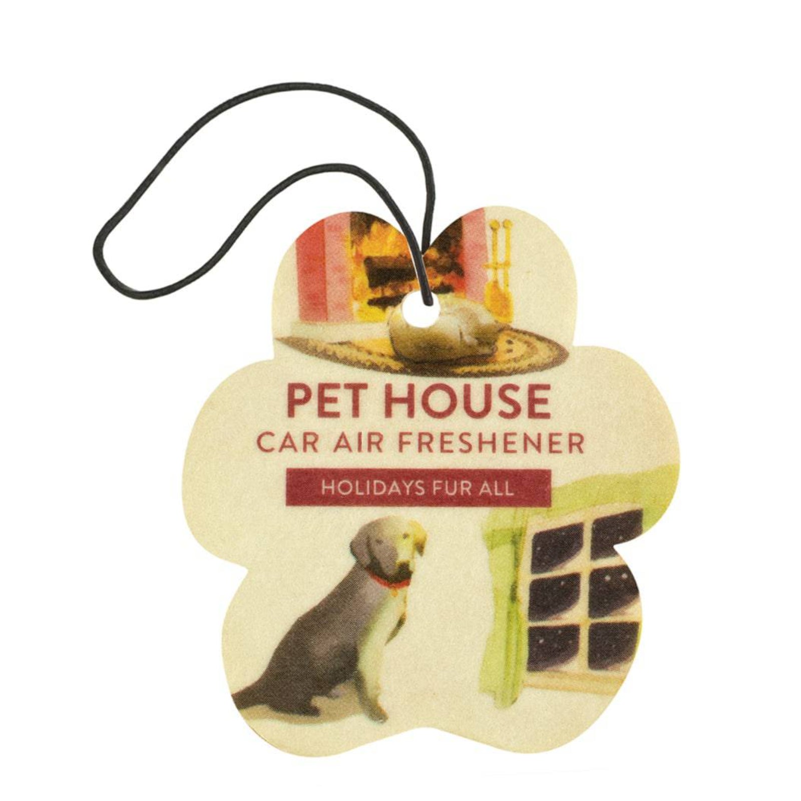 Pet House car air freshener with a dog and house design on a white background