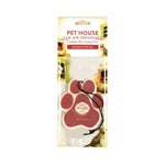 Pet House car air freshener packaging with a paw-shaped design on a white background
