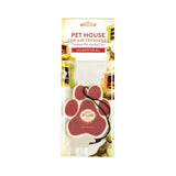 Pet House car air freshener packaging with a paw-shaped design on a white background