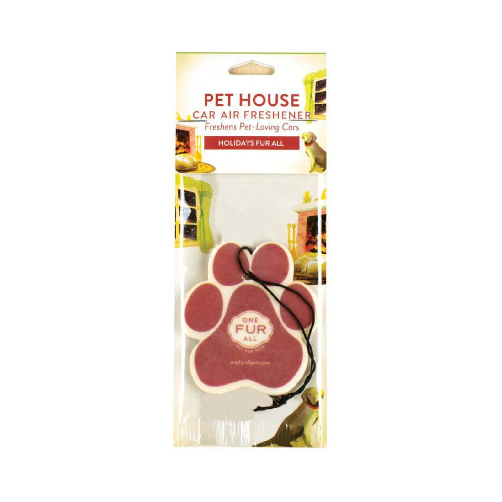 Pet House car air freshener packaging with a paw-shaped design on a white background