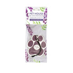 Pet House car air freshener packaging with paw design on a white background