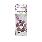 Pet House car air freshener packaging with paw design on a white background