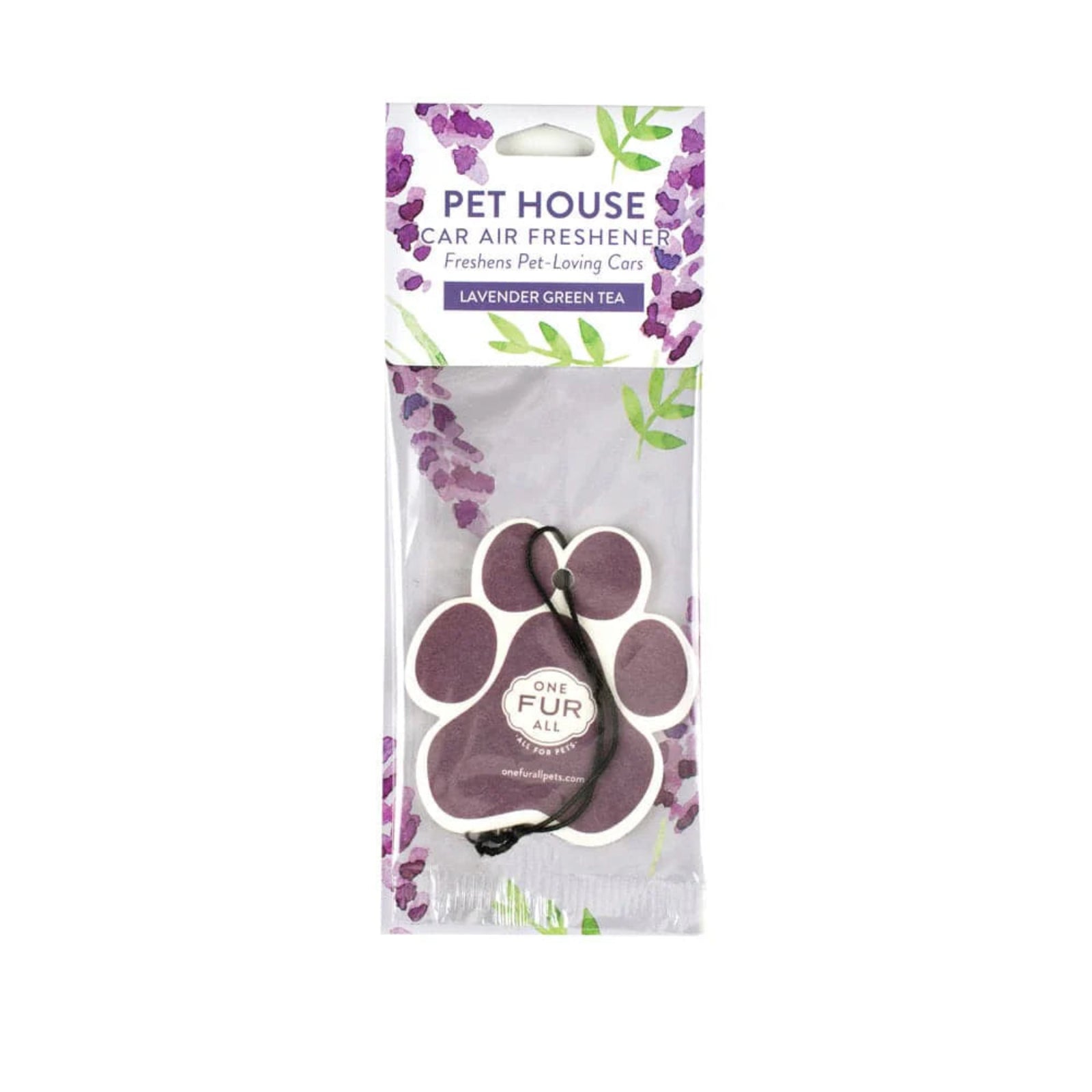 Pet House car air freshener packaging with paw design on a white background