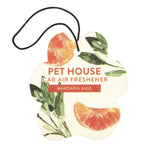 Pet House car air freshener with Mandarin Sage fragrance on a white background