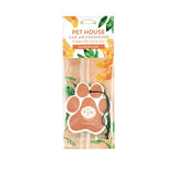 Pet House car air freshener with paw design and mandarin sage scent on a white background