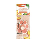 Pet House car air freshener packaging with mango peach scent on a white background