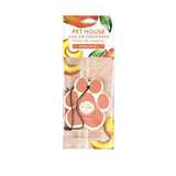 Pet House car air freshener packaging with mango peach scent on a white background