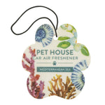 Pet House Mediterranean Sea car air freshener with coral design on a white background