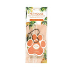 Pet House car air freshener with paw shape and pineapple design on packaging