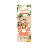 Pet House car air freshener with paw shape and pineapple design on packaging