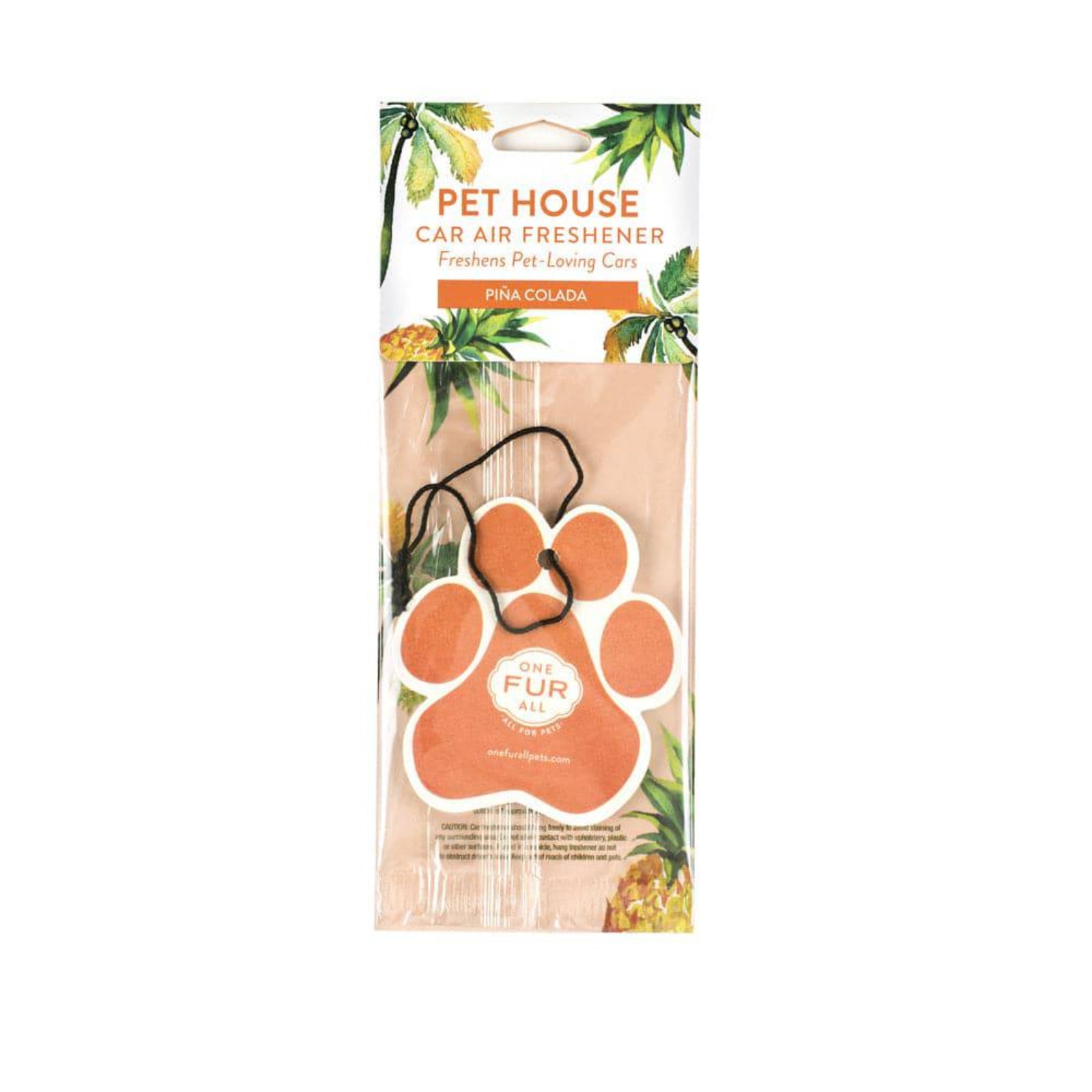Pet House car air freshener with paw shape and pineapple design on packaging